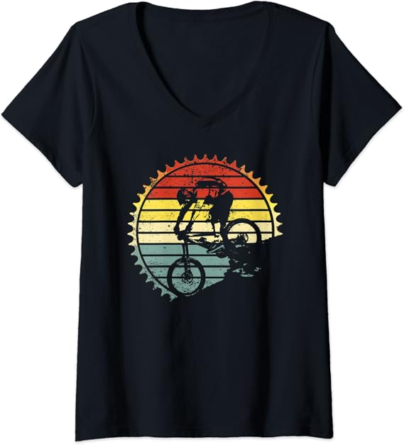 Womens Mountain Bike Shirt MTB Downhill Biking VNeck TShirt Clothing